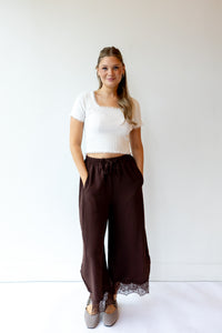 jenny lace trim wide leg pants