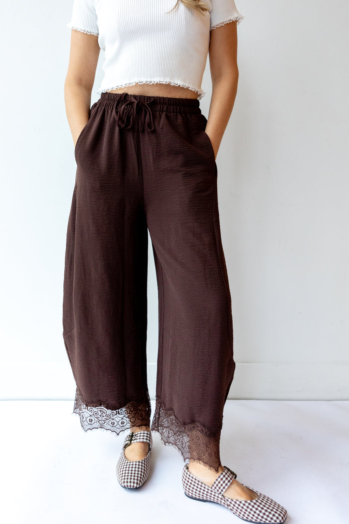 jenny lace trim wide leg pants