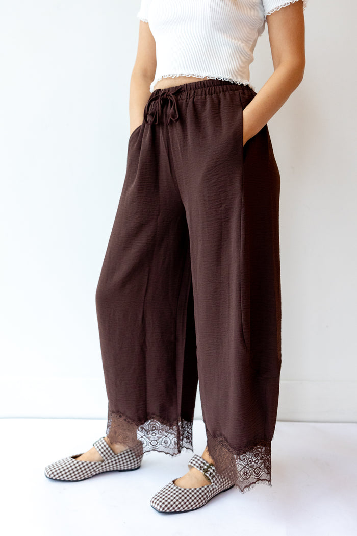 jenny lace trim wide leg pants