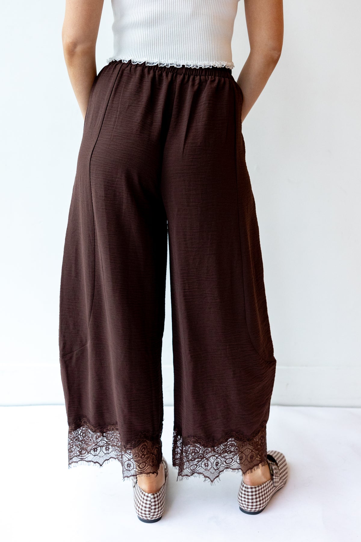 jenny lace trim wide leg pants