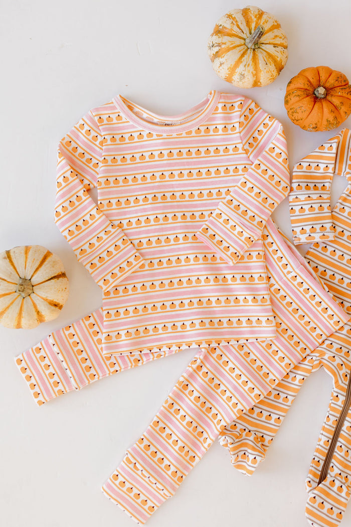 pumpkin patch striped 2 piece set