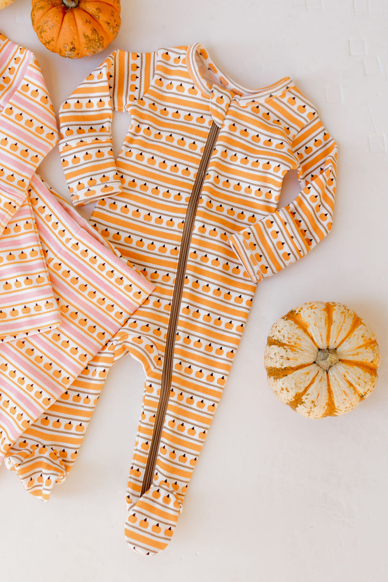 pumpkin patch footie pajamas