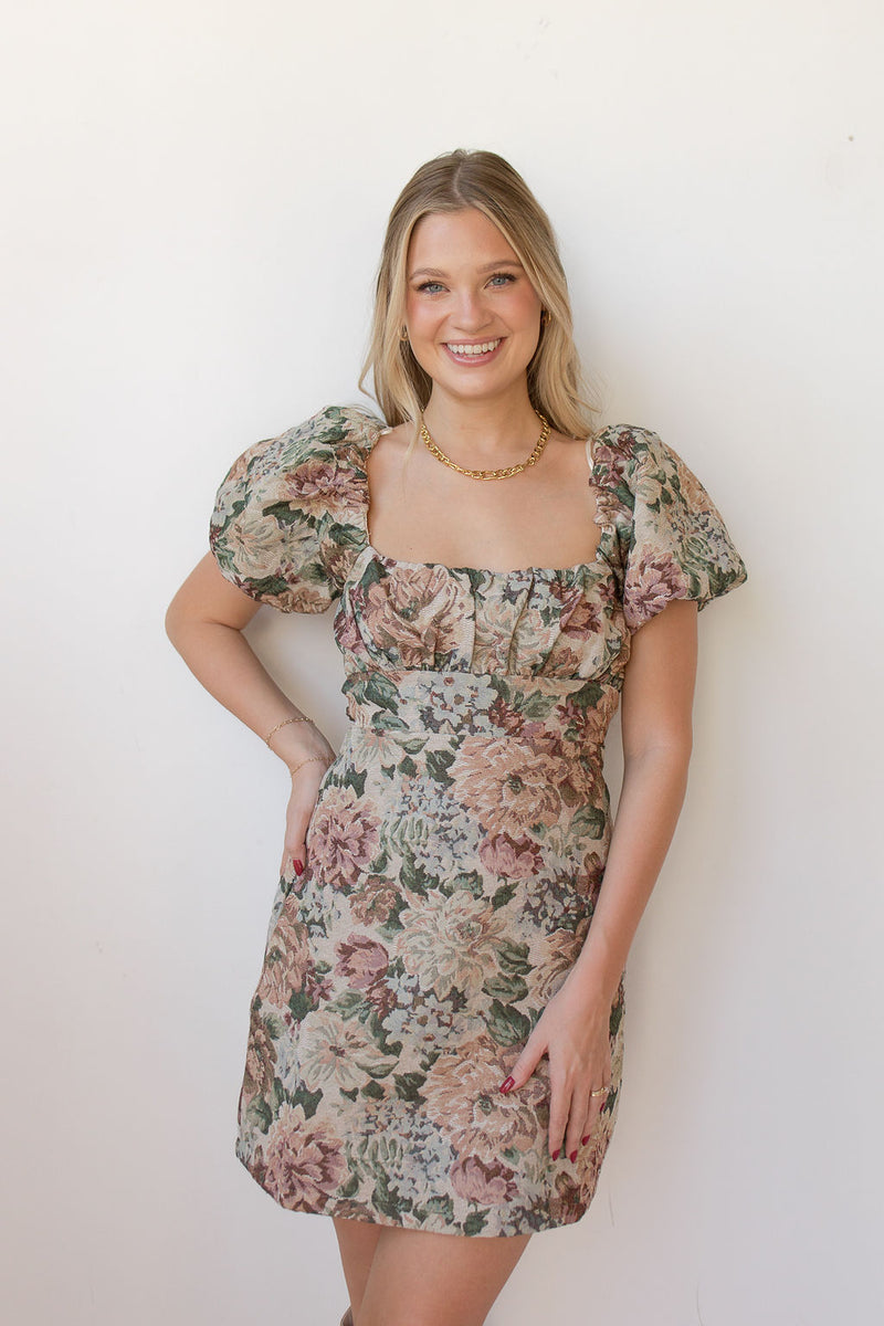 mode, floreana jacquard mini dress