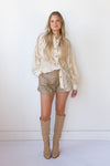mode, nicole button down top