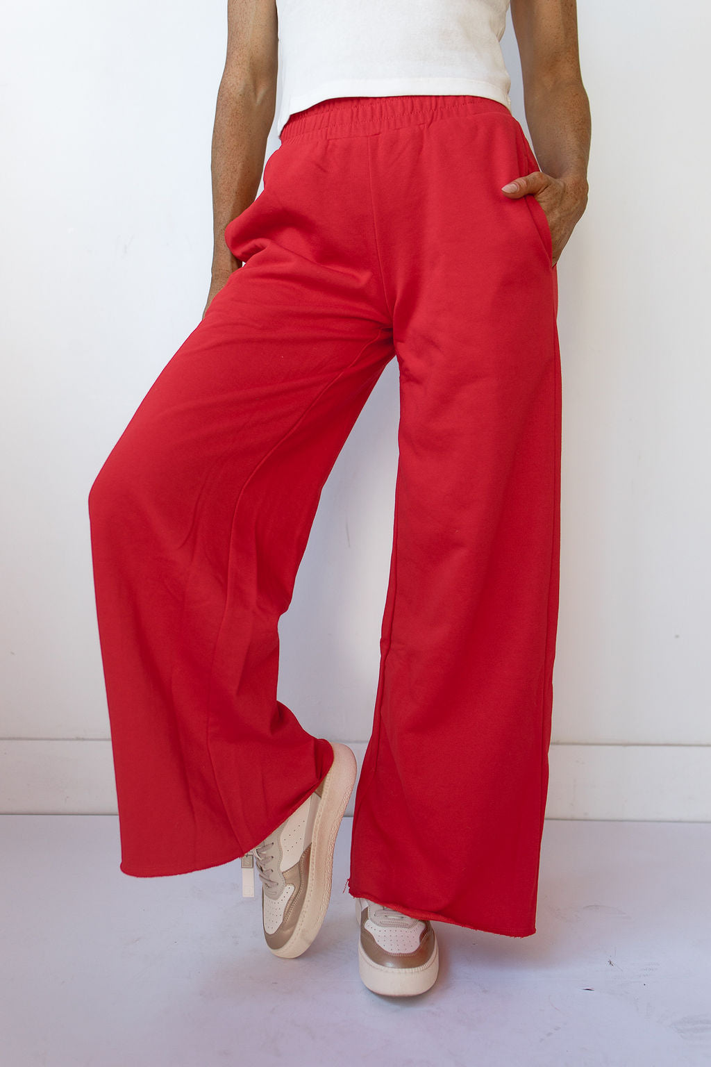 mode, wide leg sweat pants