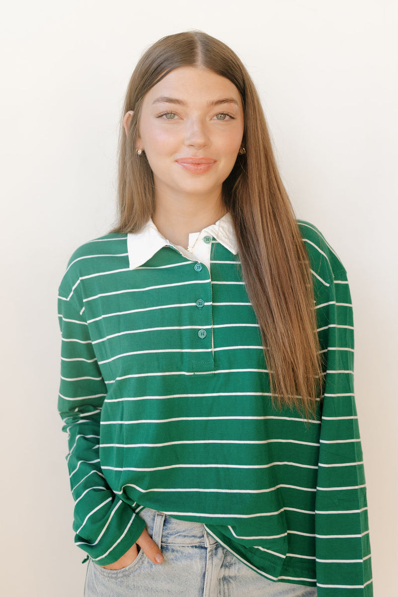 elizabeth striped polo top
