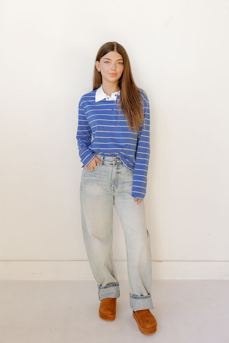 elizabeth striped polo top