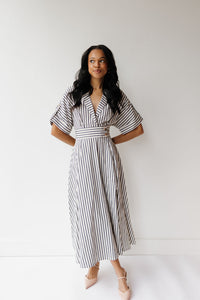 augustine striped midi dress