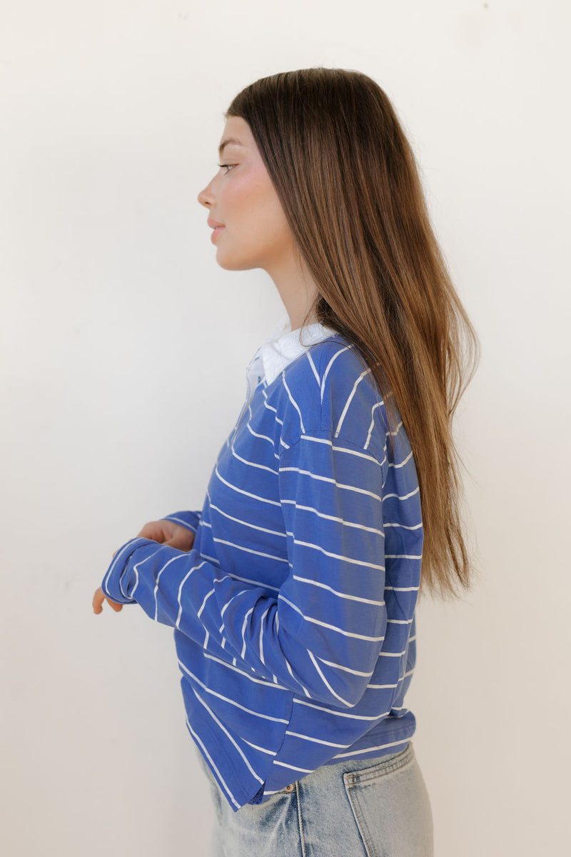 elizabeth striped polo top
