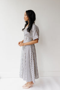 augustine striped midi dress