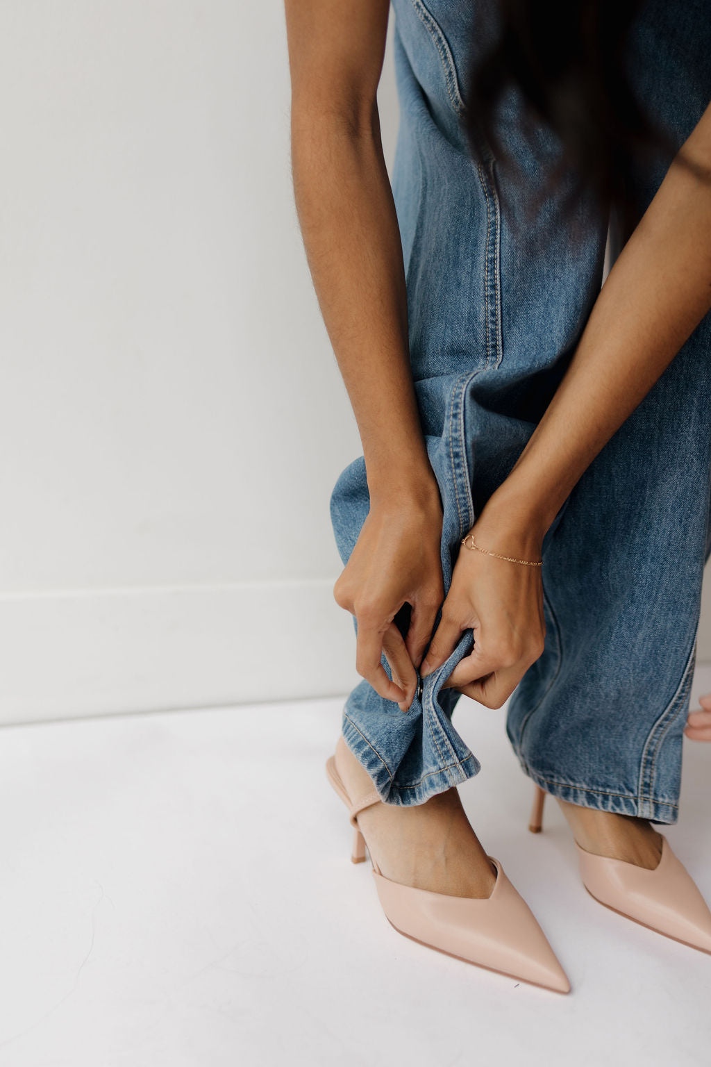 lacey pleated wide leg jeans