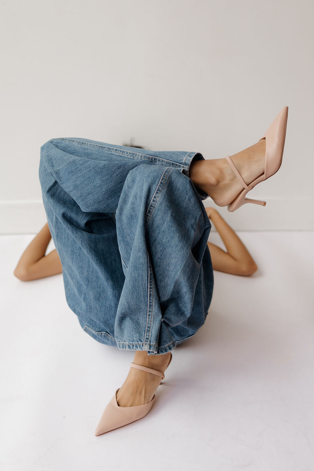 lacey pleated wide leg jeans