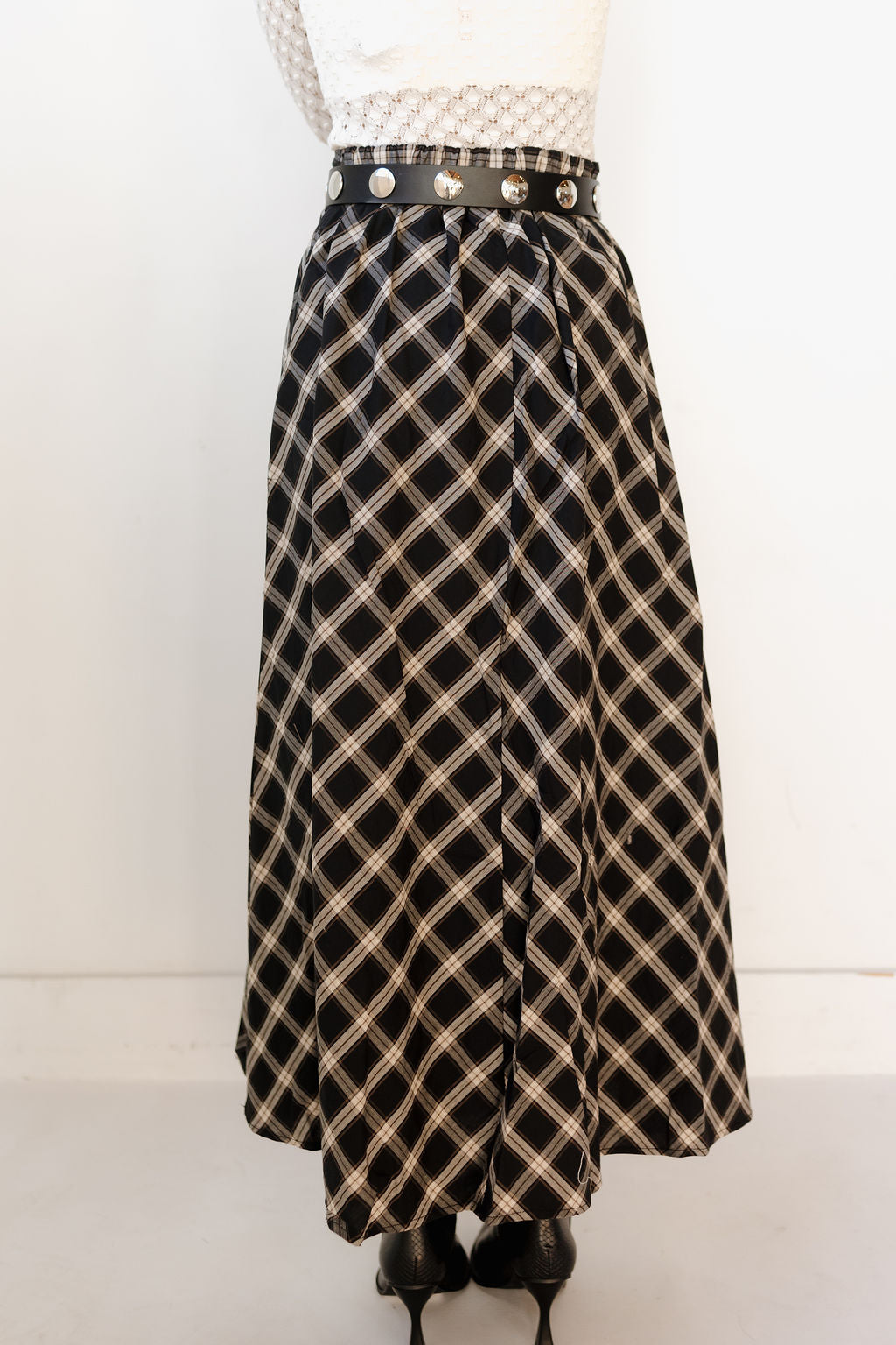 salem plaid midi skirt