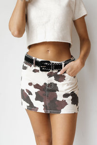 cowhide mini skirt