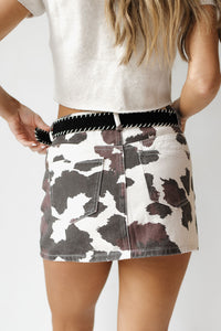 cowhide mini skirt