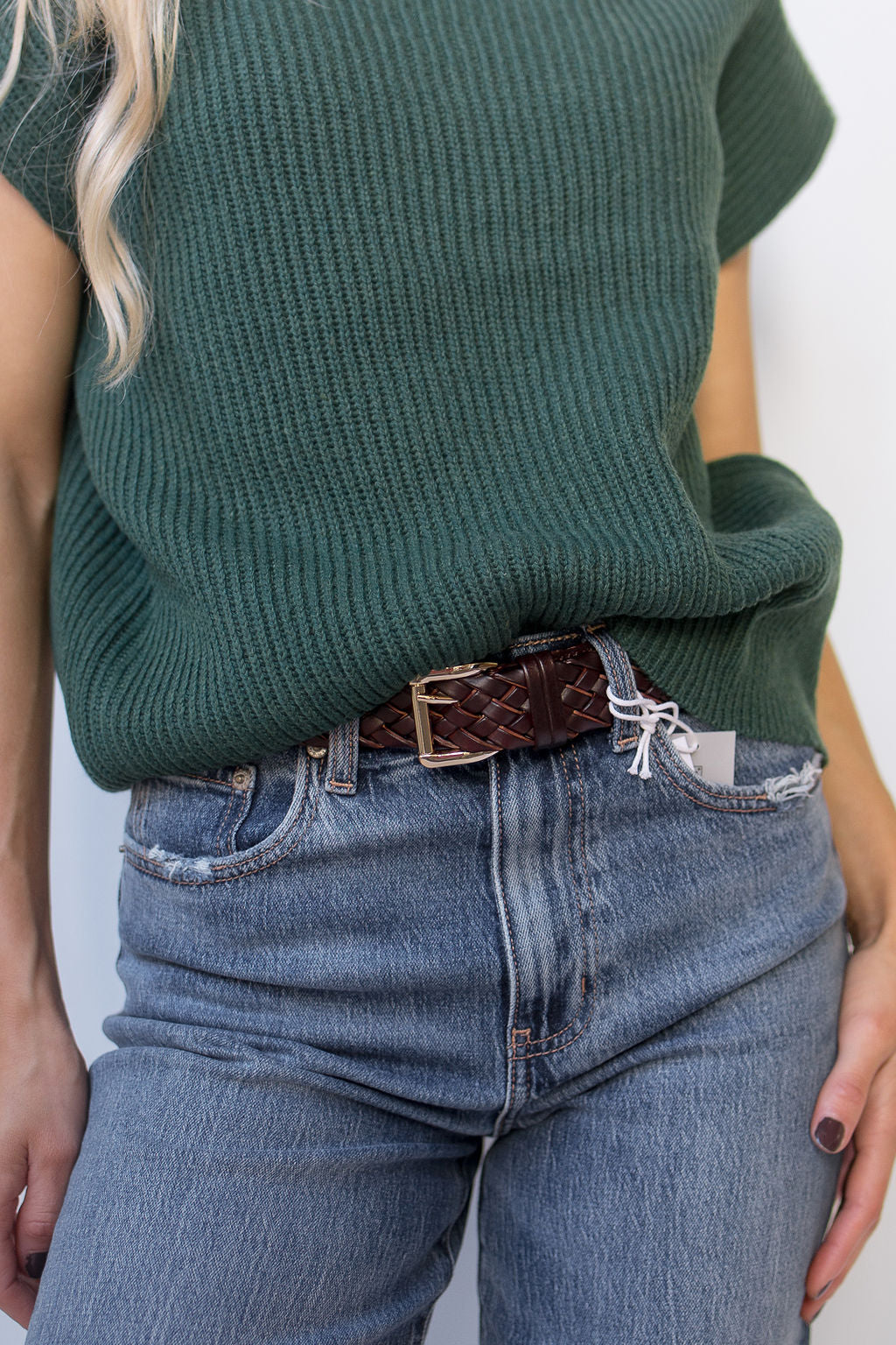 mode, vintage braided leather belt