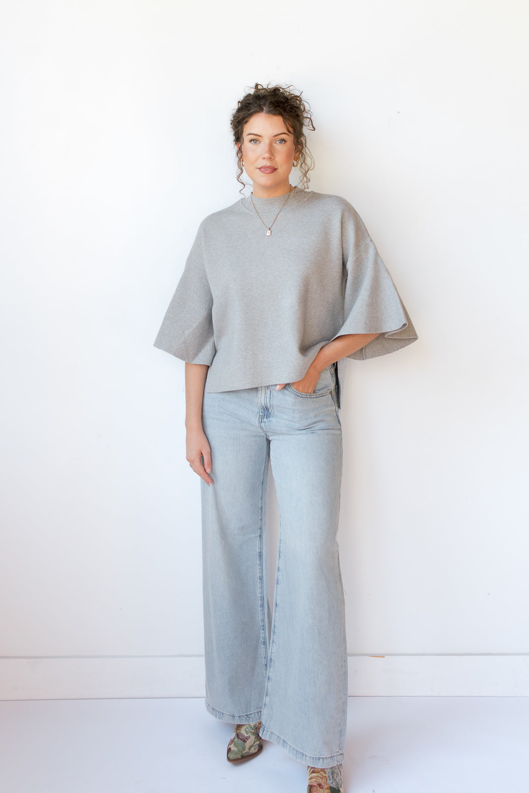 mode, harlow bell sleeve sweater