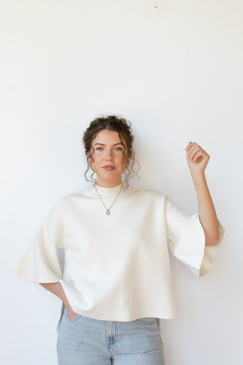 mode, harlow bell sleeve sweater