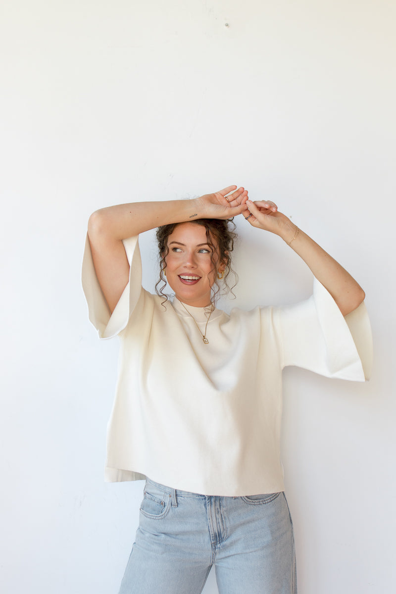 mode, harlow bell sleeve sweater