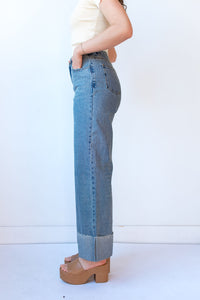 mode, metro cuff wide leg jeans