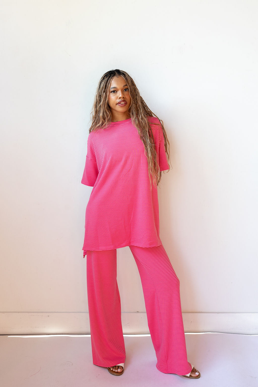 |PRE-ORDER| strawberry stripe you are loved pant set