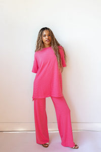 |PRE-ORDER| strawberry stripe you are loved pant set