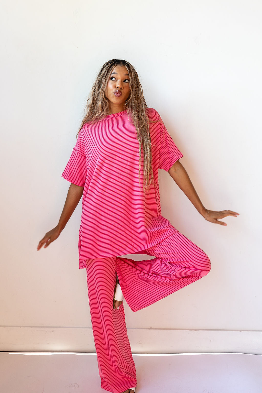 |PRE-ORDER| strawberry stripe you are loved pant set