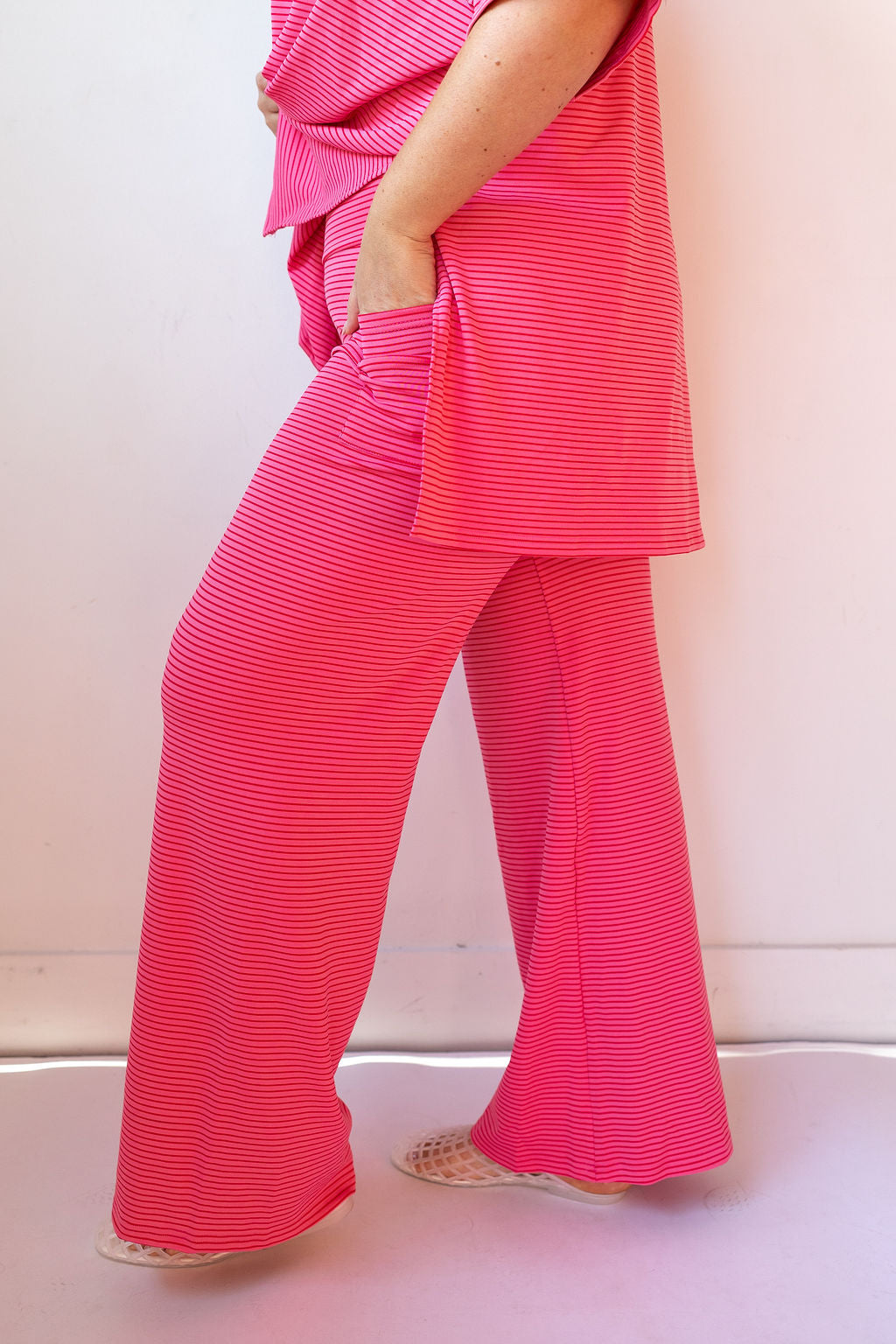 |PRE-ORDER| strawberry stripe you are loved pant set