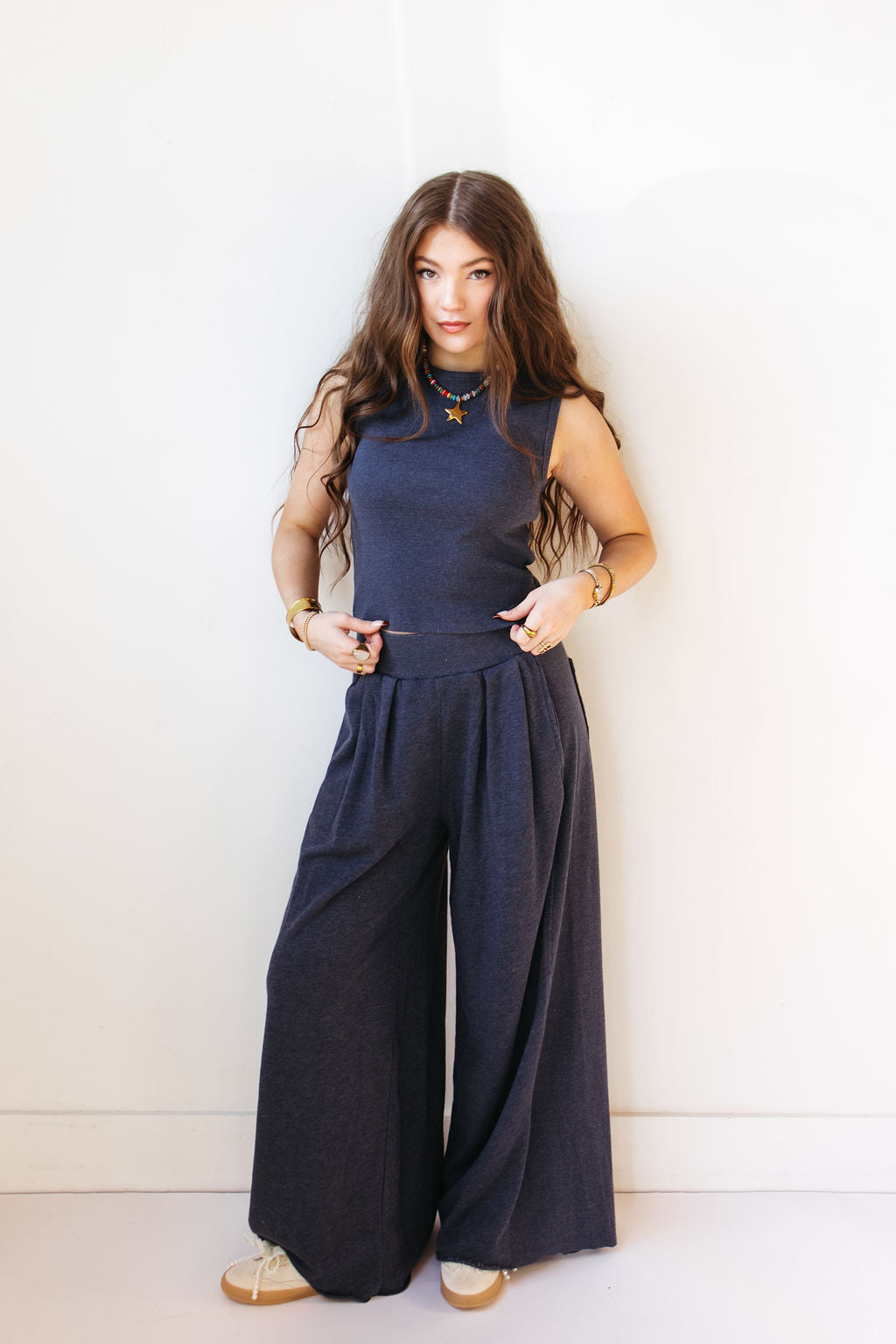 myla ribbed wide leg pants