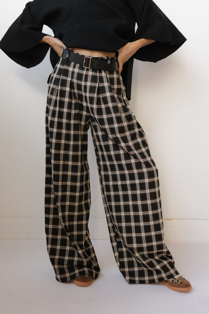 dru plaid trousers w/belt