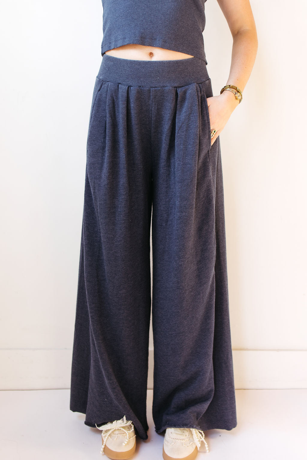myla ribbed wide leg pants
