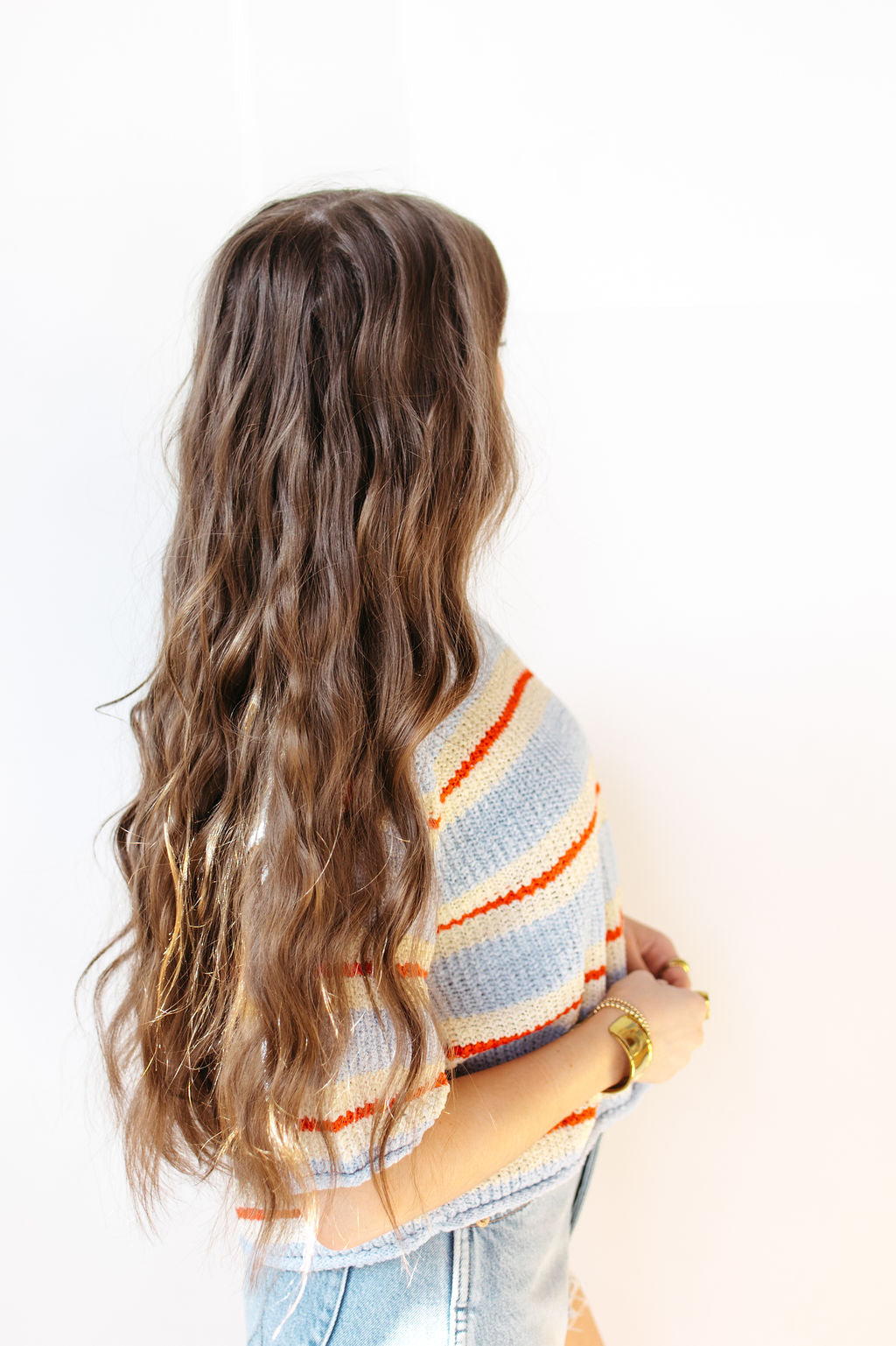 adrian striped 3/4 sleeve sweater