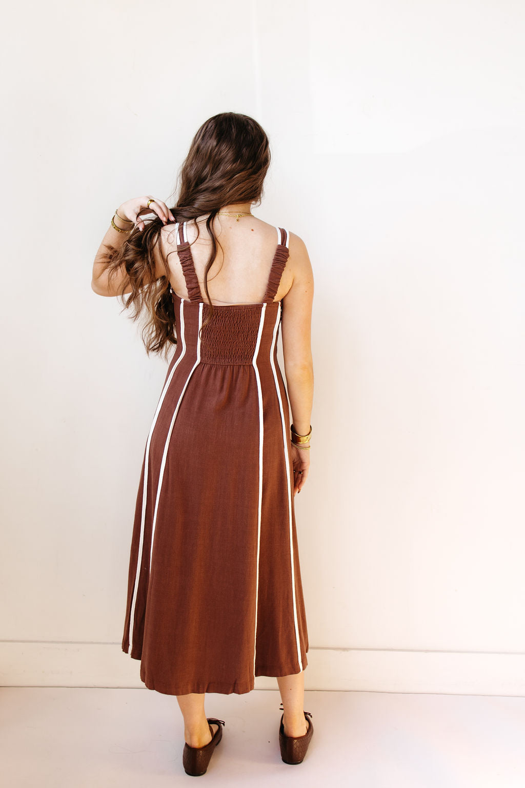 leia linen midi dress