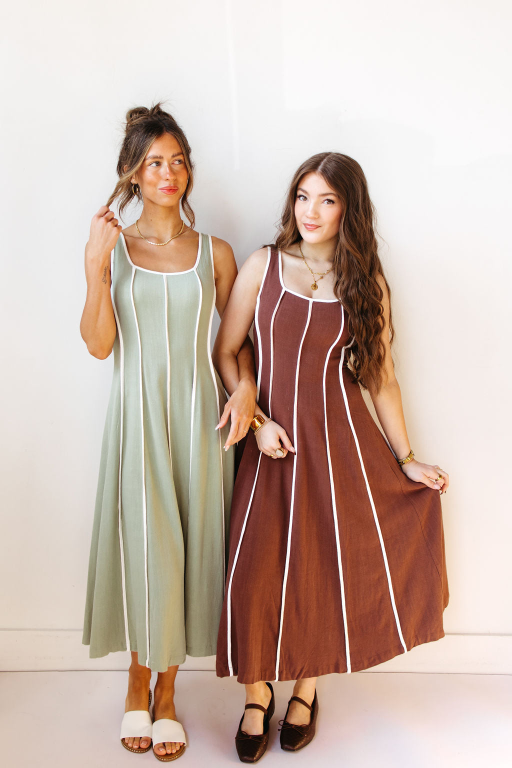 leia linen midi dress