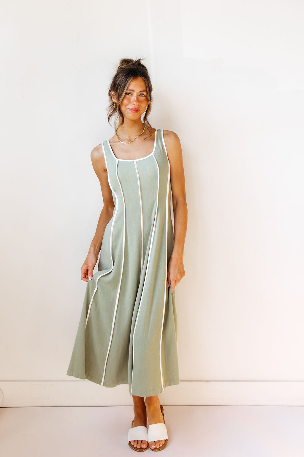 leia linen midi dress