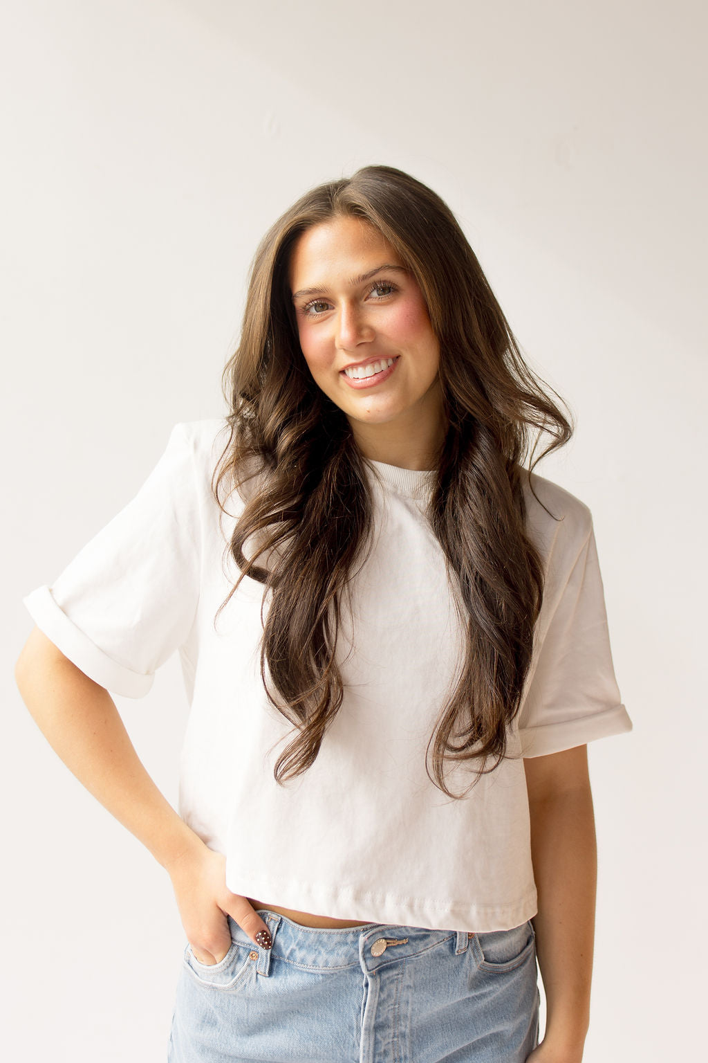 ainsley shoulder padded top