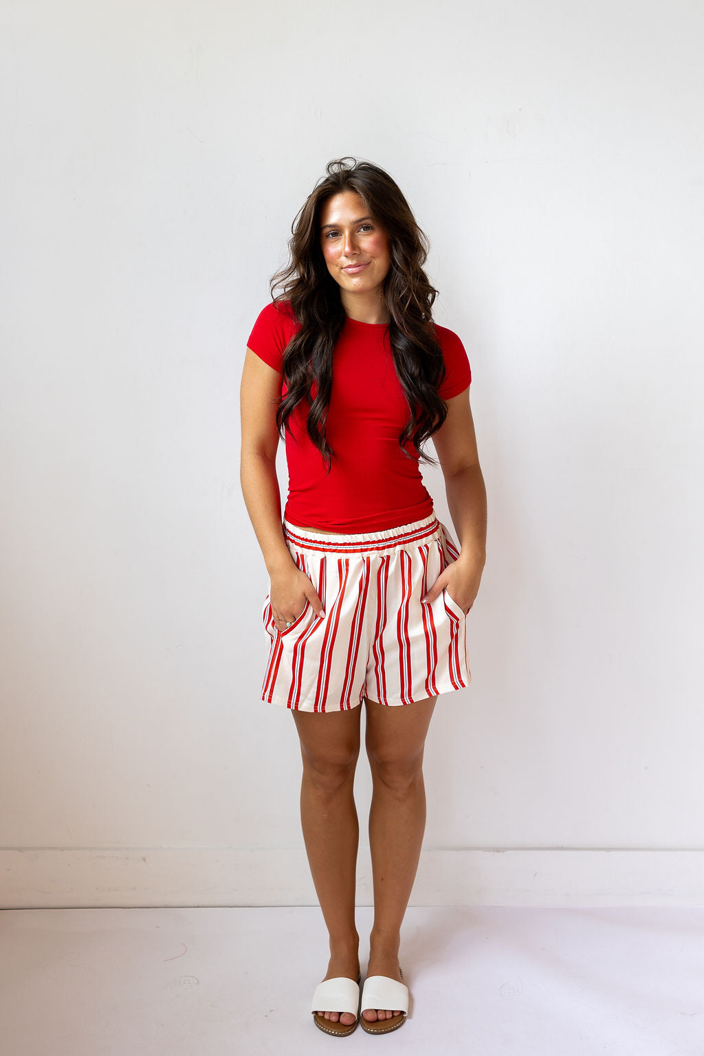 aron striped high waist shorts