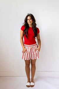 aron striped high waist shorts