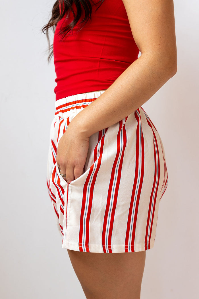 aron striped high waist shorts