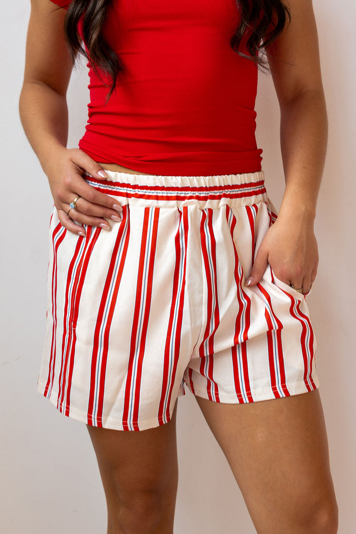 aron striped high waist shorts