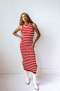 kyleigh striped midi dress