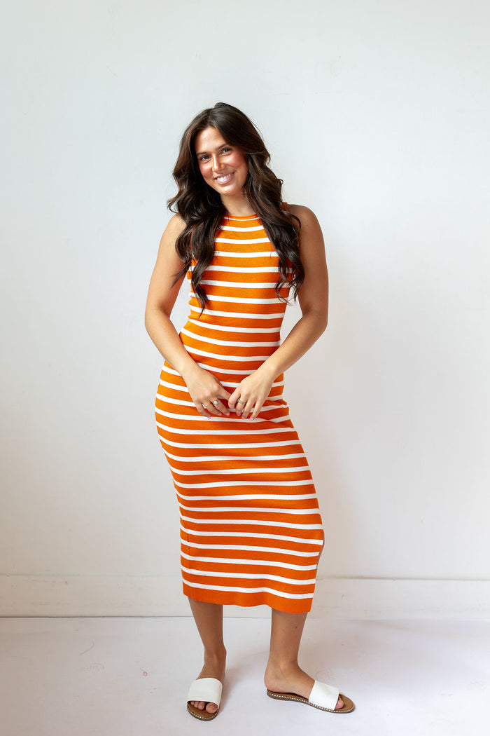 kyleigh striped midi dress