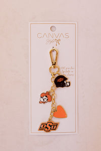 football heart cluster bag charm