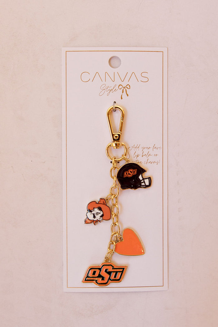football heart cluster bag charm