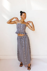 poppi gingham maxi skirt