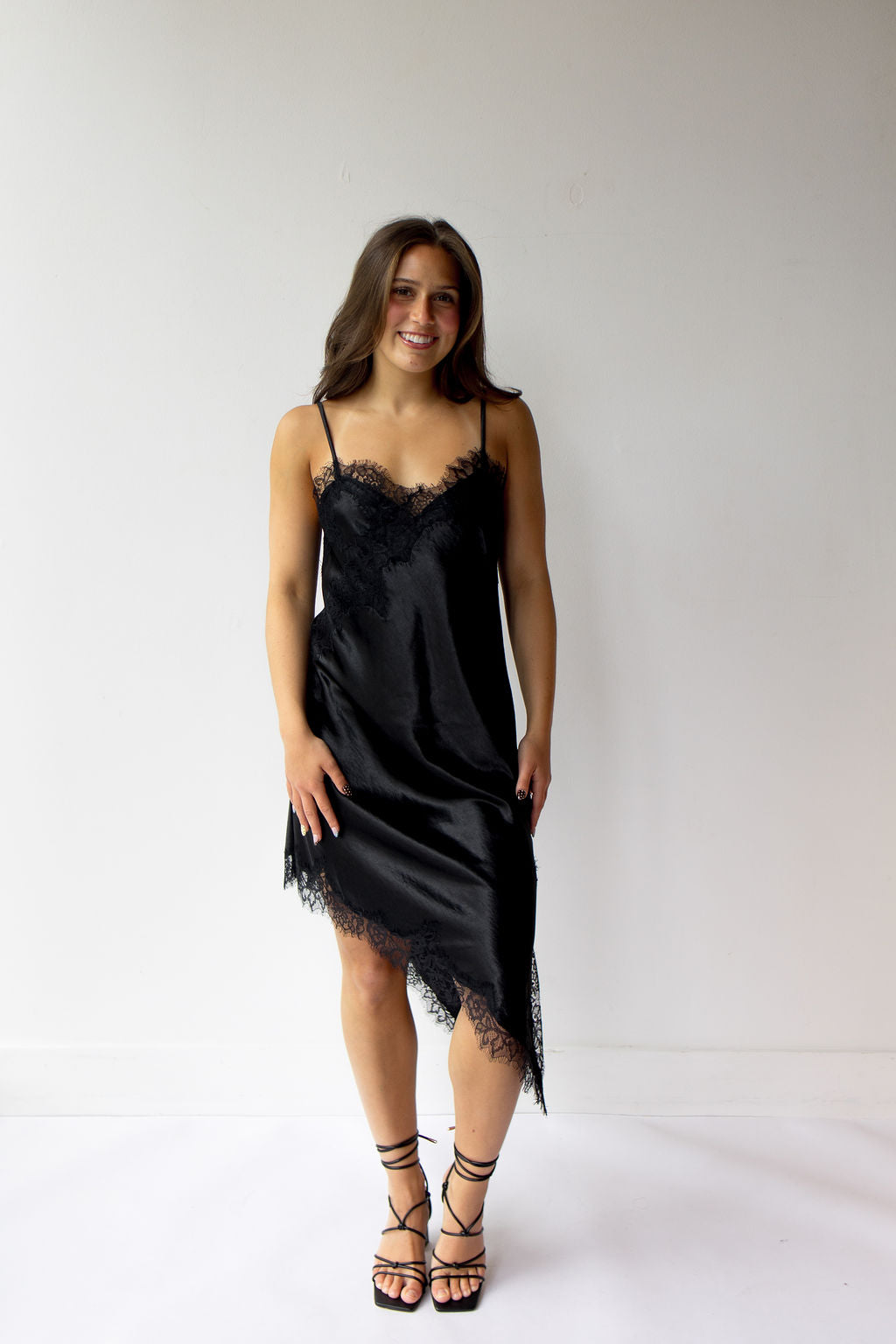 annaliese satin lace dress