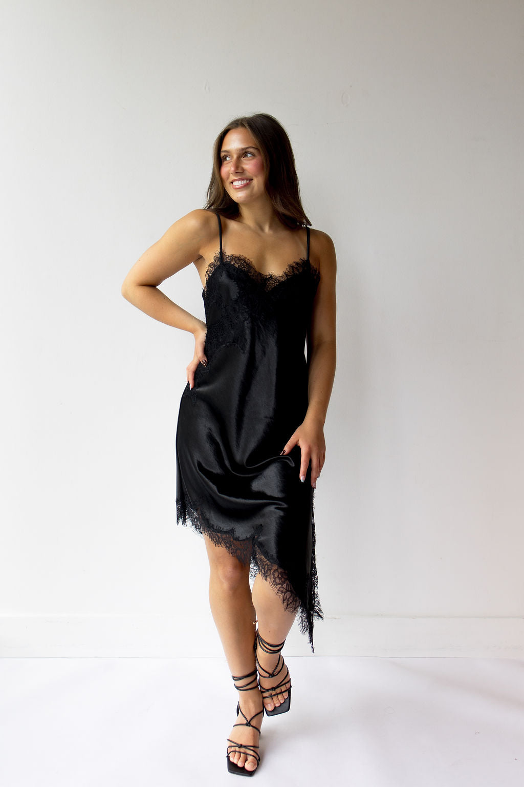 annaliese satin lace dress