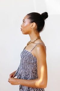 poppi gingham smocked tank top