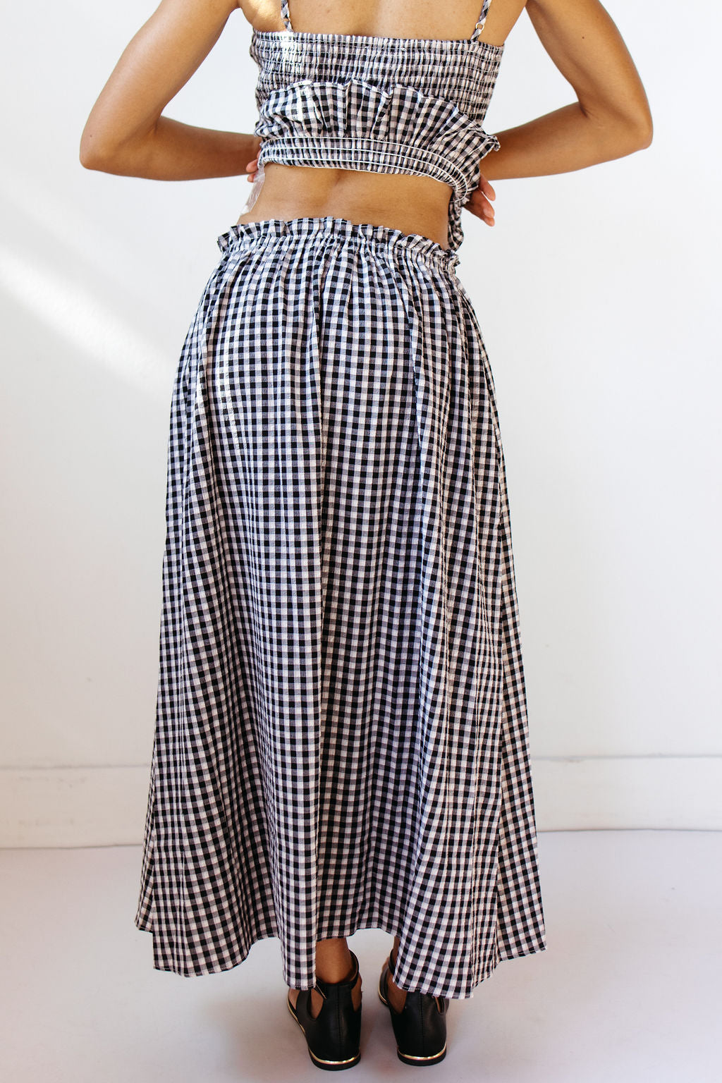 poppi gingham maxi skirt