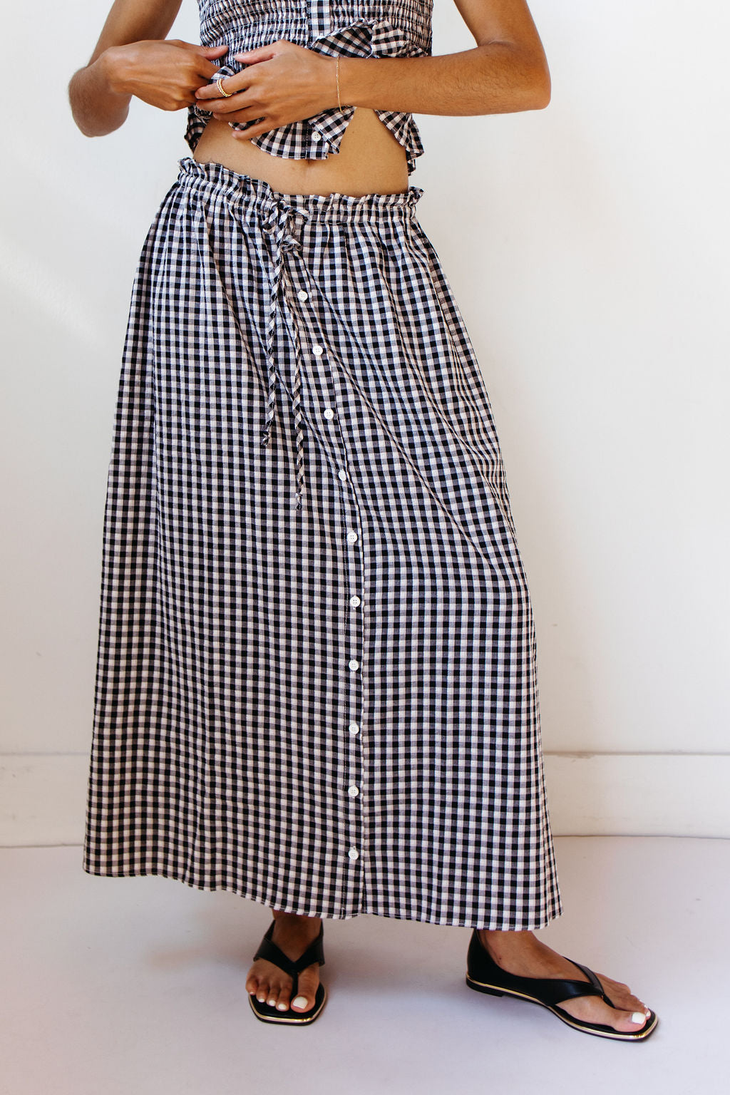 poppi gingham maxi skirt